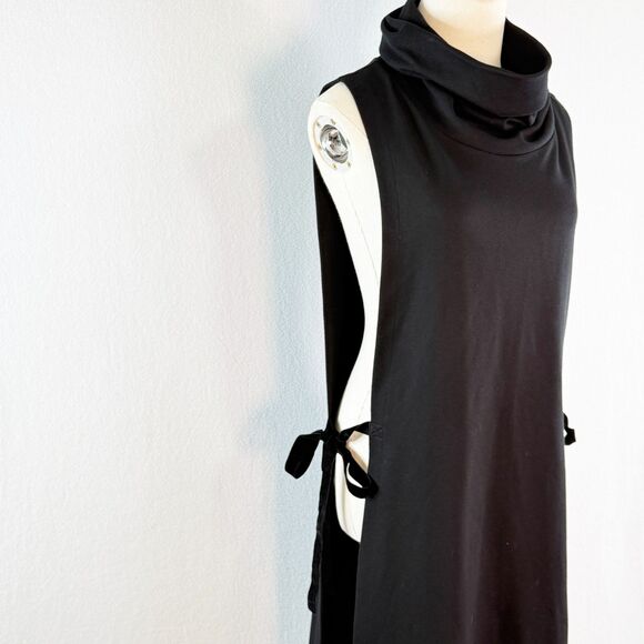 Noir Brand | Black Two Panel Side Tie Turtle Neck Tunic Style Top | Sz 40 - Picture 1 of 9